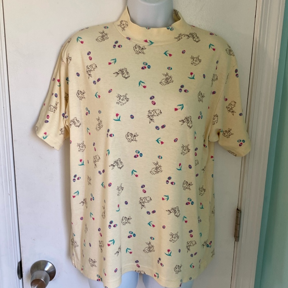 Vintage Northern Reflections Easter bunny mock neck top